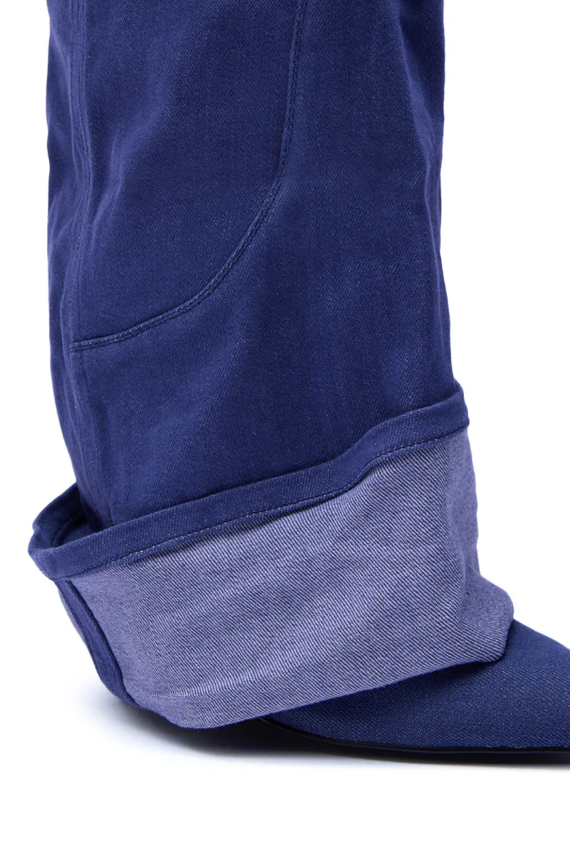 AZALEA WANG JATIN DENIM CUFF FOLD OVER WEDGE BOOTIE - Image 7