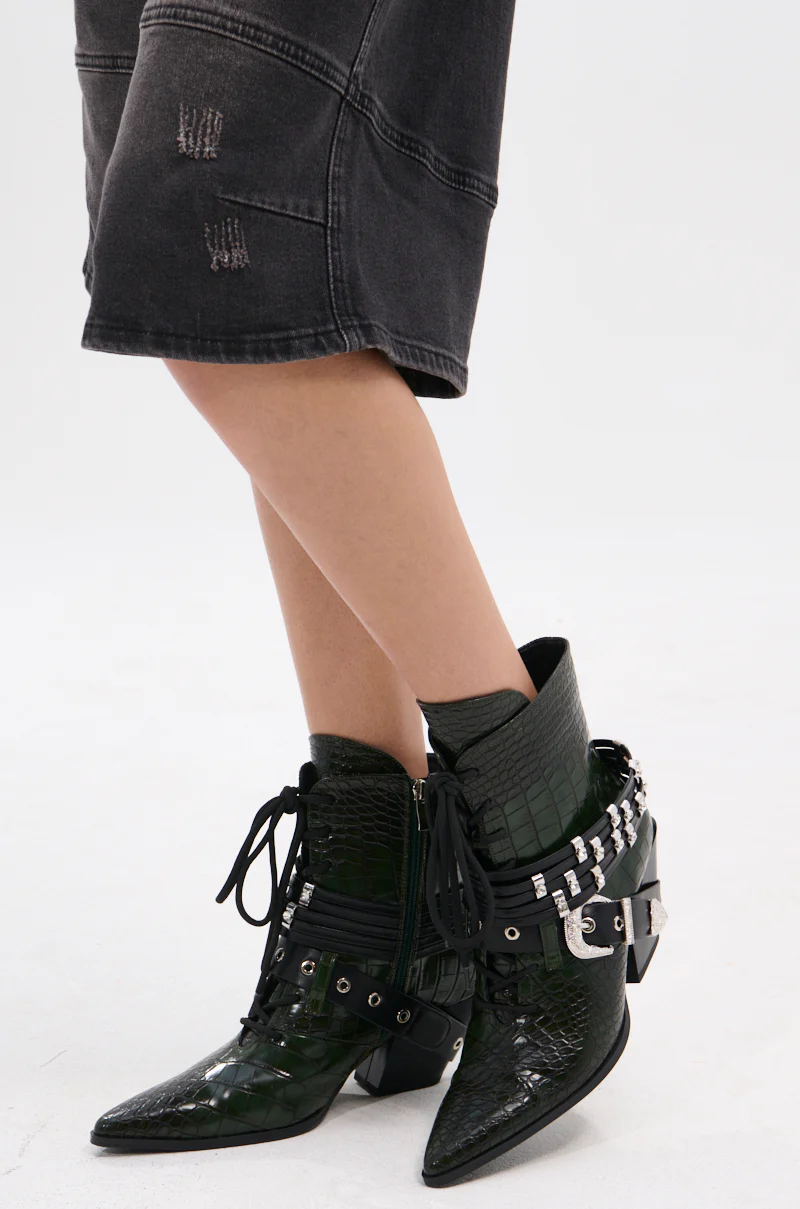 AZALEA WANG JAVELIN GREEN WESTERN BOOTIE - Image 2