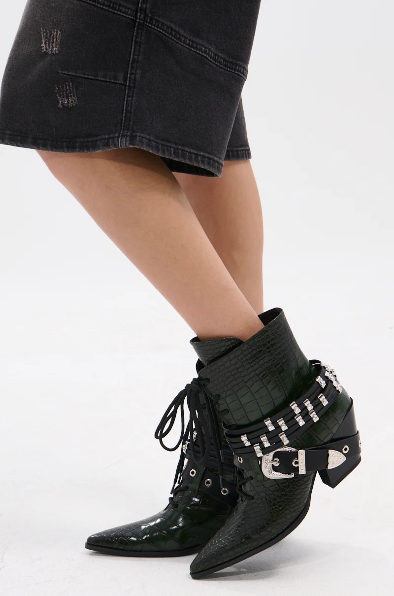 AZALEA WANG JAVELIN GREEN WESTERN BOOTIE - Image 3