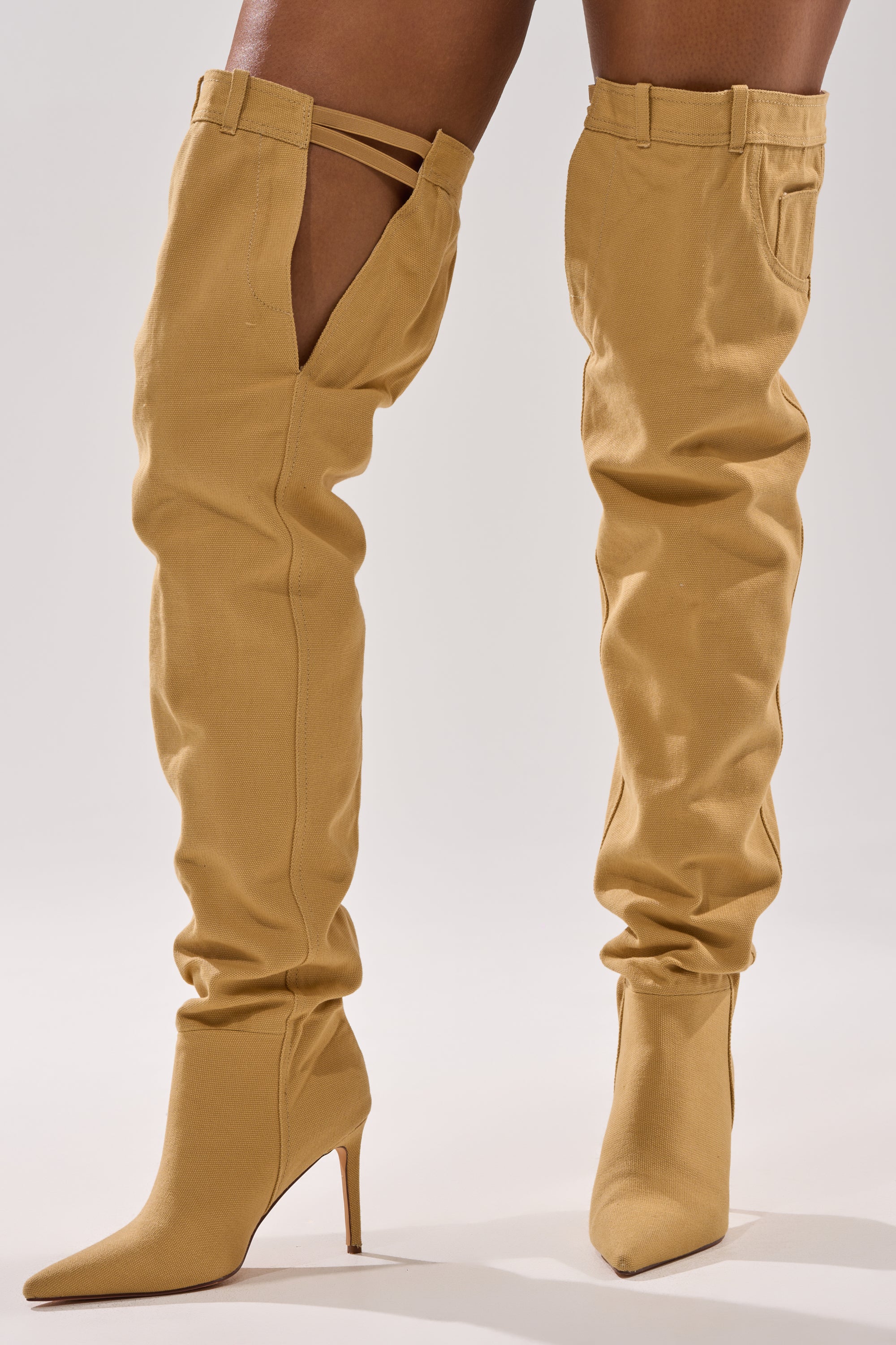 AZALEA WANG JEANNI TAN PANT DETAIL OVER THE KNEE BOOT - Image 2