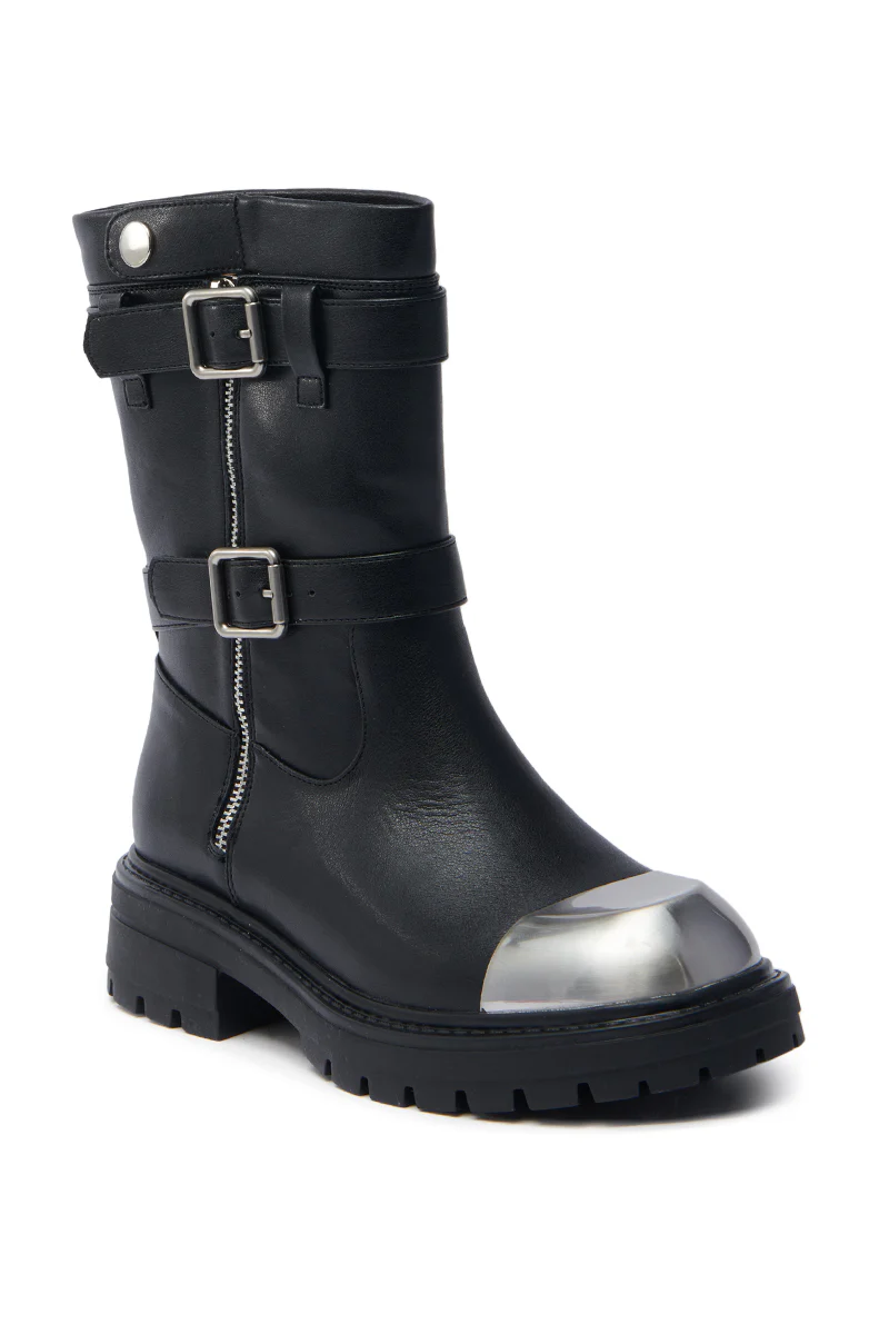 AZALEA WANG JENNINGS BLACK WITH METAL TOE FLAT BOOTIE - Image 5