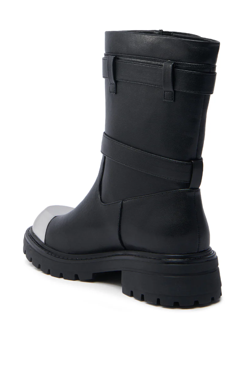 AZALEA WANG JENNINGS BLACK WITH METAL TOE FLAT BOOTIE - Image 6