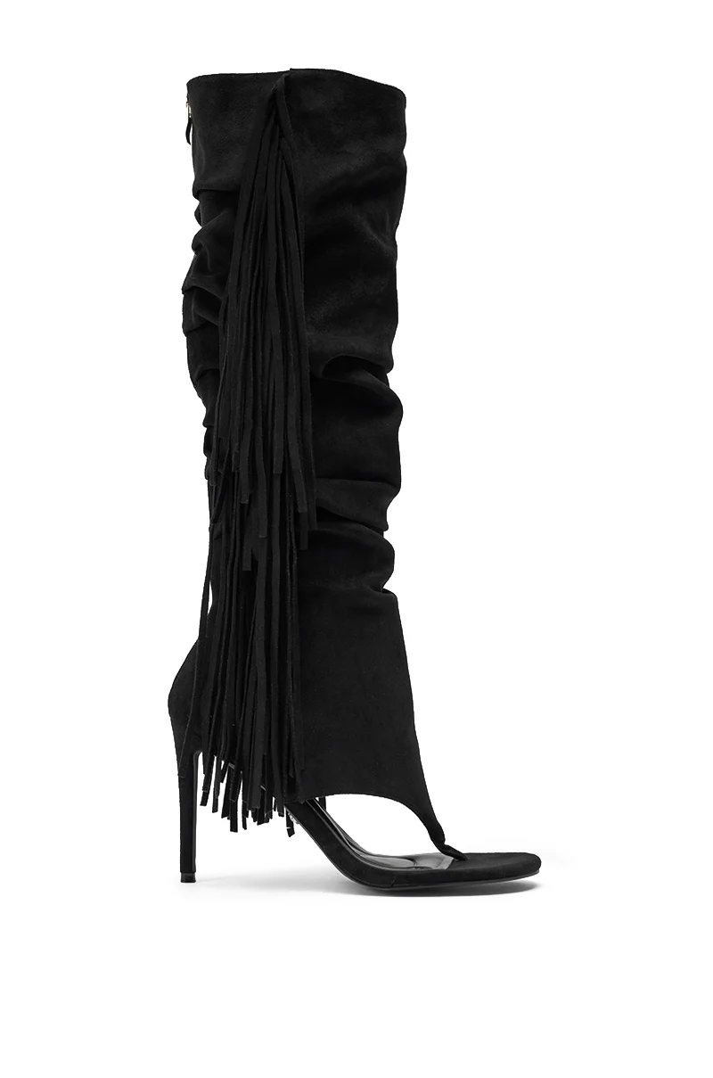 AZALEA WANG JOHANNA BLACK FRINGE GLADIATOR SANDAL - Image 3
