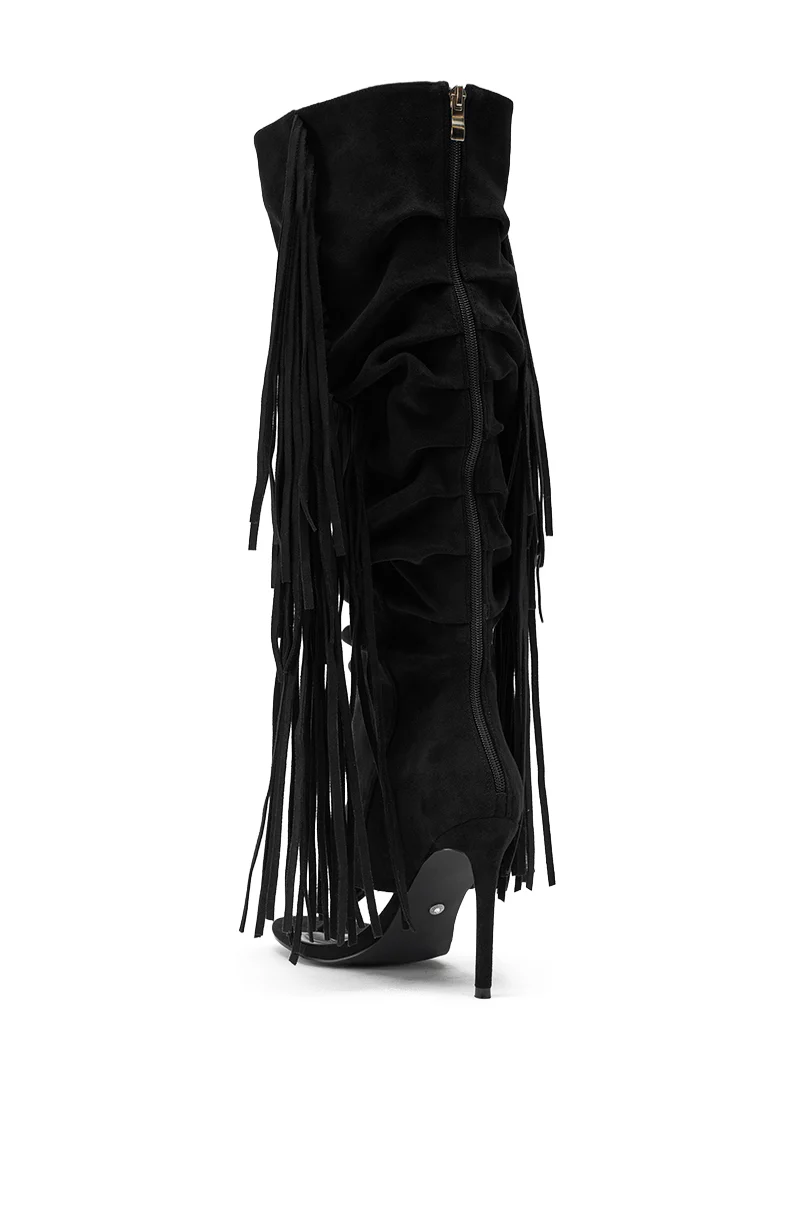 AZALEA WANG JOHANNA BLACK FRINGE GLADIATOR SANDAL - Image 5