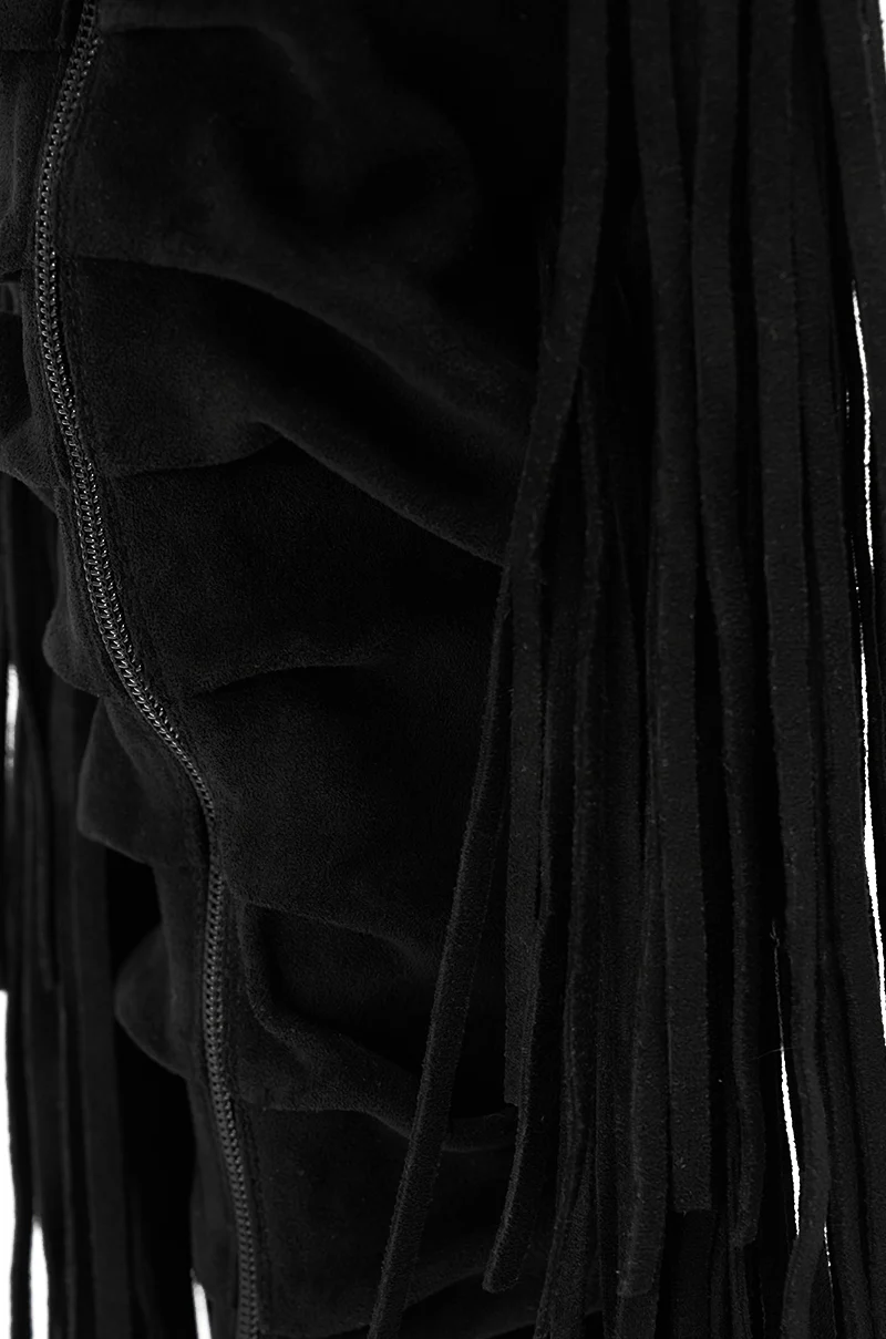 AZALEA WANG JOHANNA BLACK FRINGE GLADIATOR SANDAL - Image 6