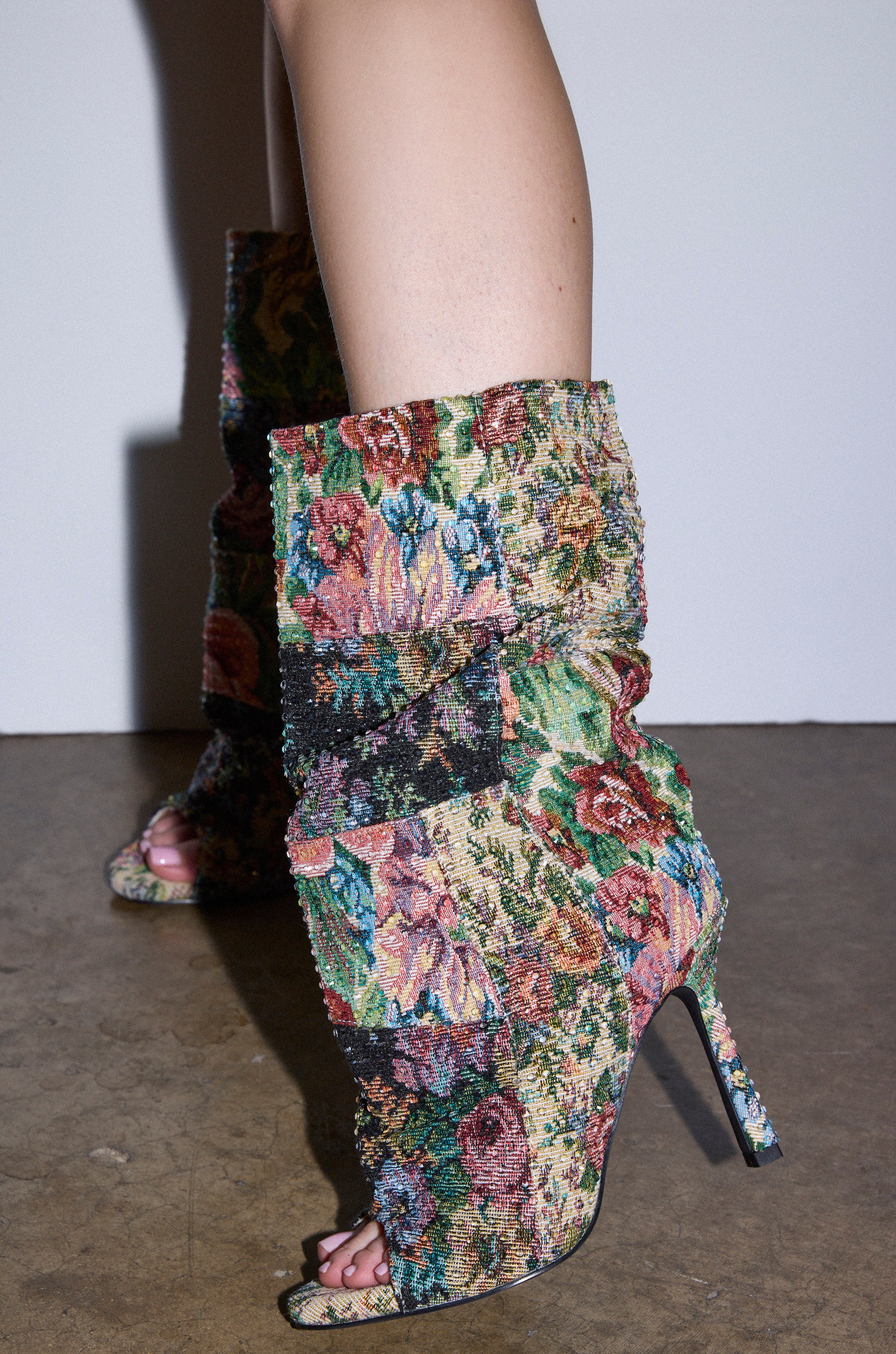AZALEA WANG JONICE FLORAL RHINESTONE EMBELLISHED OPEN TOE BOOTIE - Image 4