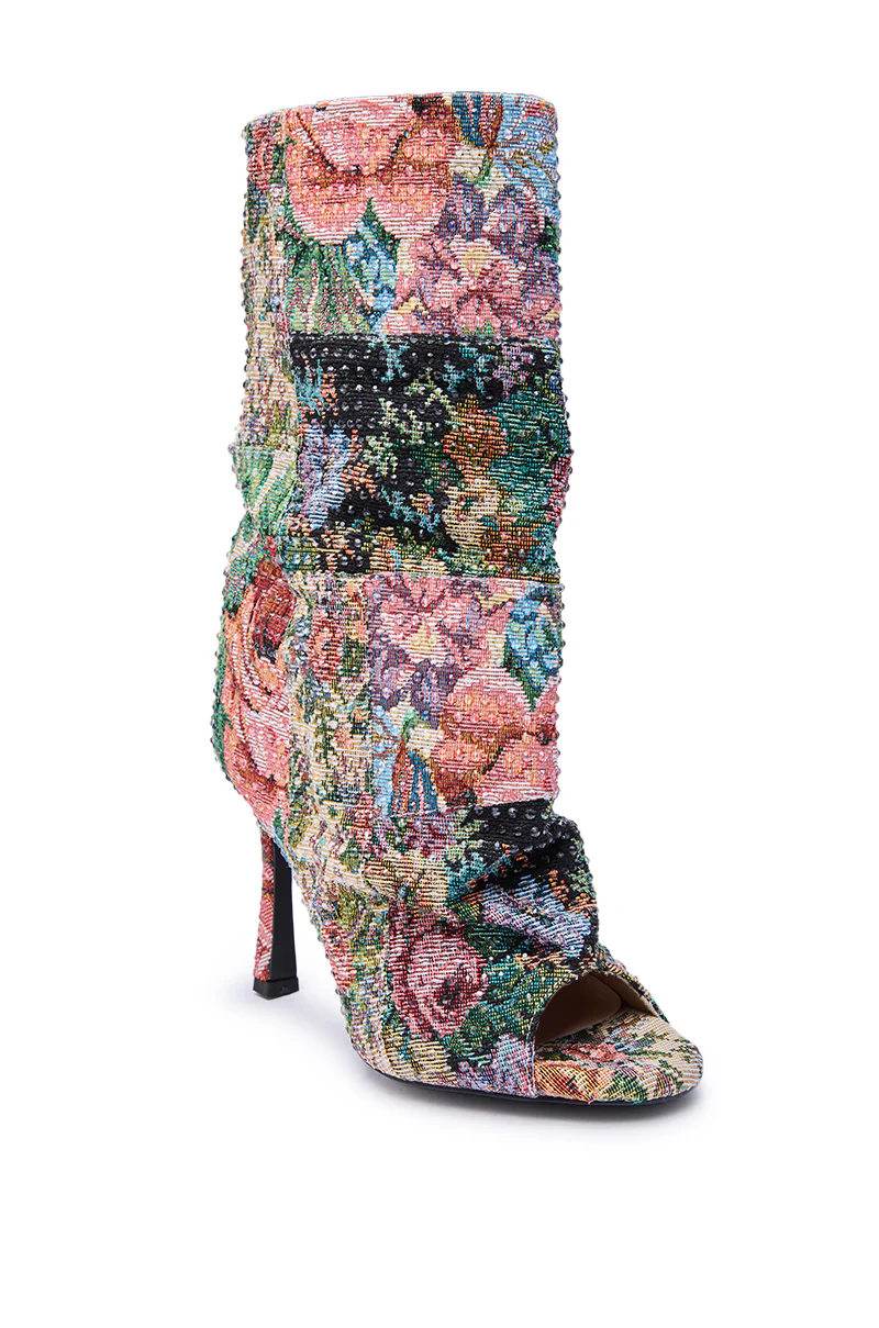 AZALEA WANG JONICE FLORAL RHINESTONE EMBELLISHED OPEN TOE BOOTIE - Image 9