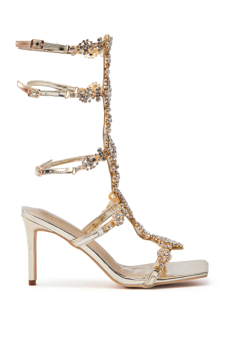 AZALEA WANG JONQUIL GOLD EMBELLISHED GLADIATOR SANDAL - Image 4