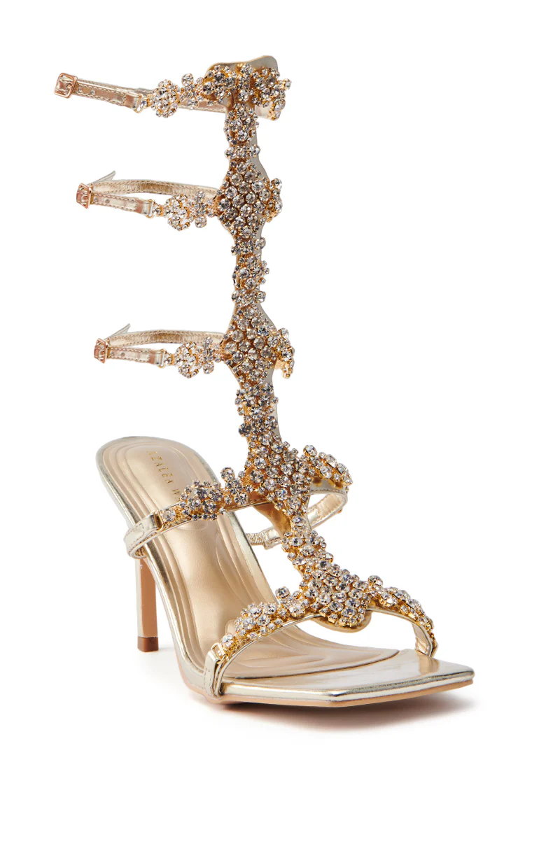 AZALEA WANG JONQUIL GOLD EMBELLISHED GLADIATOR SANDAL - Image 5