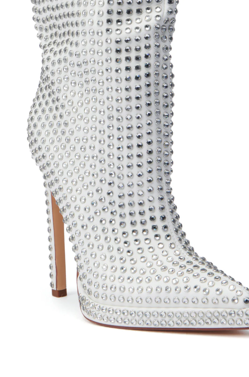 AZALEA WANG JUBAL WHITE EMBELLISHED BOOTIE - Image 9