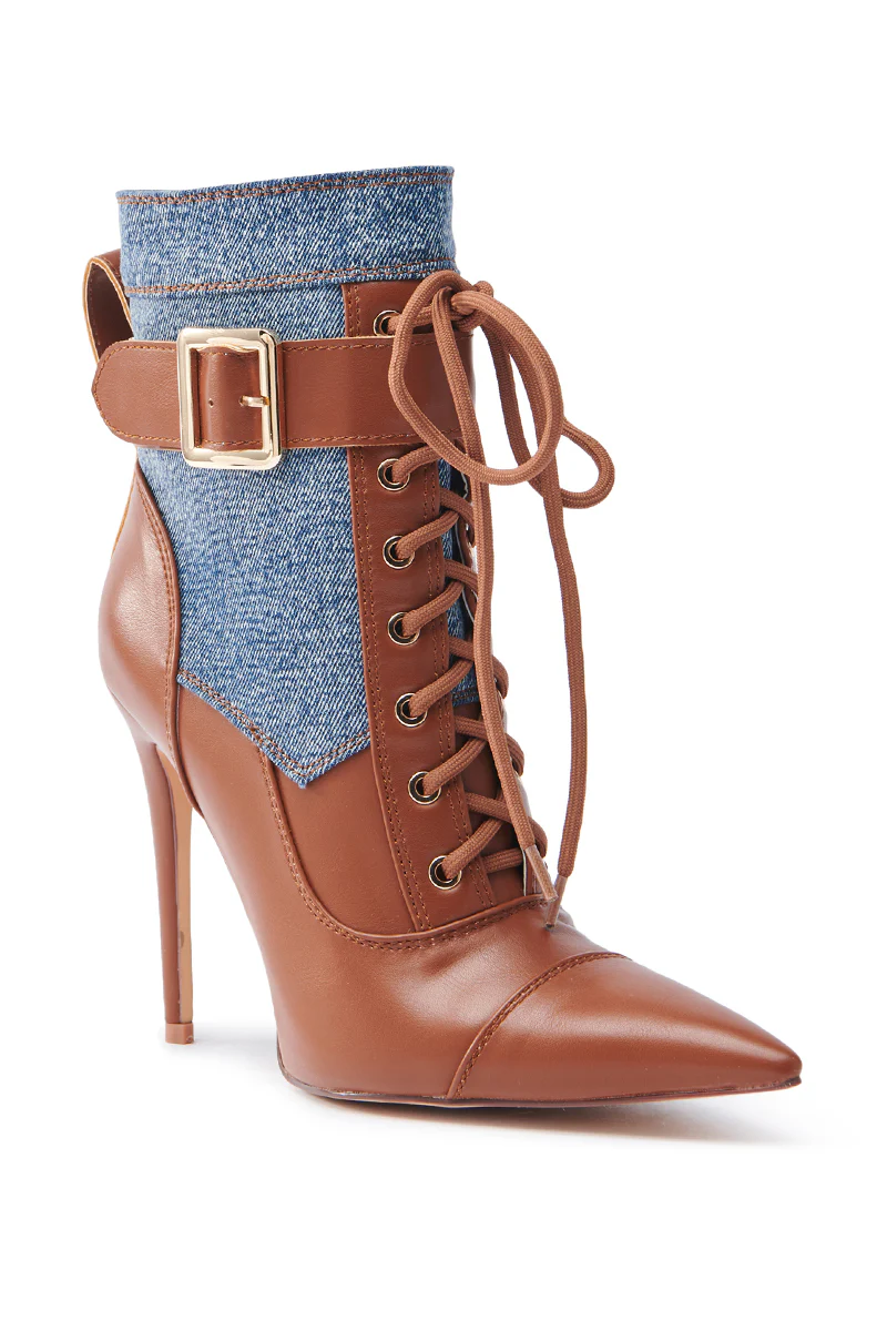 AZALEA WANG JUHI TAN STILETTO COLORBLOCKED BOOTIE - Image 5
