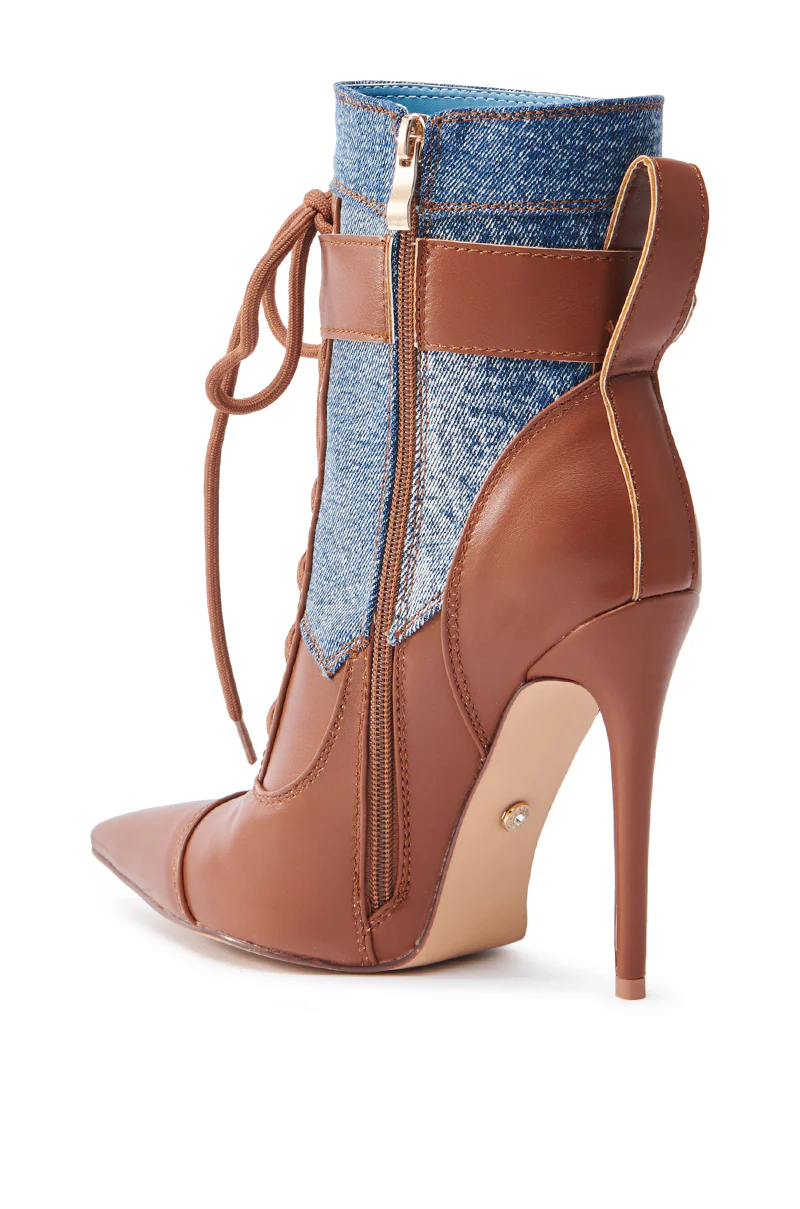 AZALEA WANG JUHI TAN STILETTO COLORBLOCKED BOOTIE - Image 6