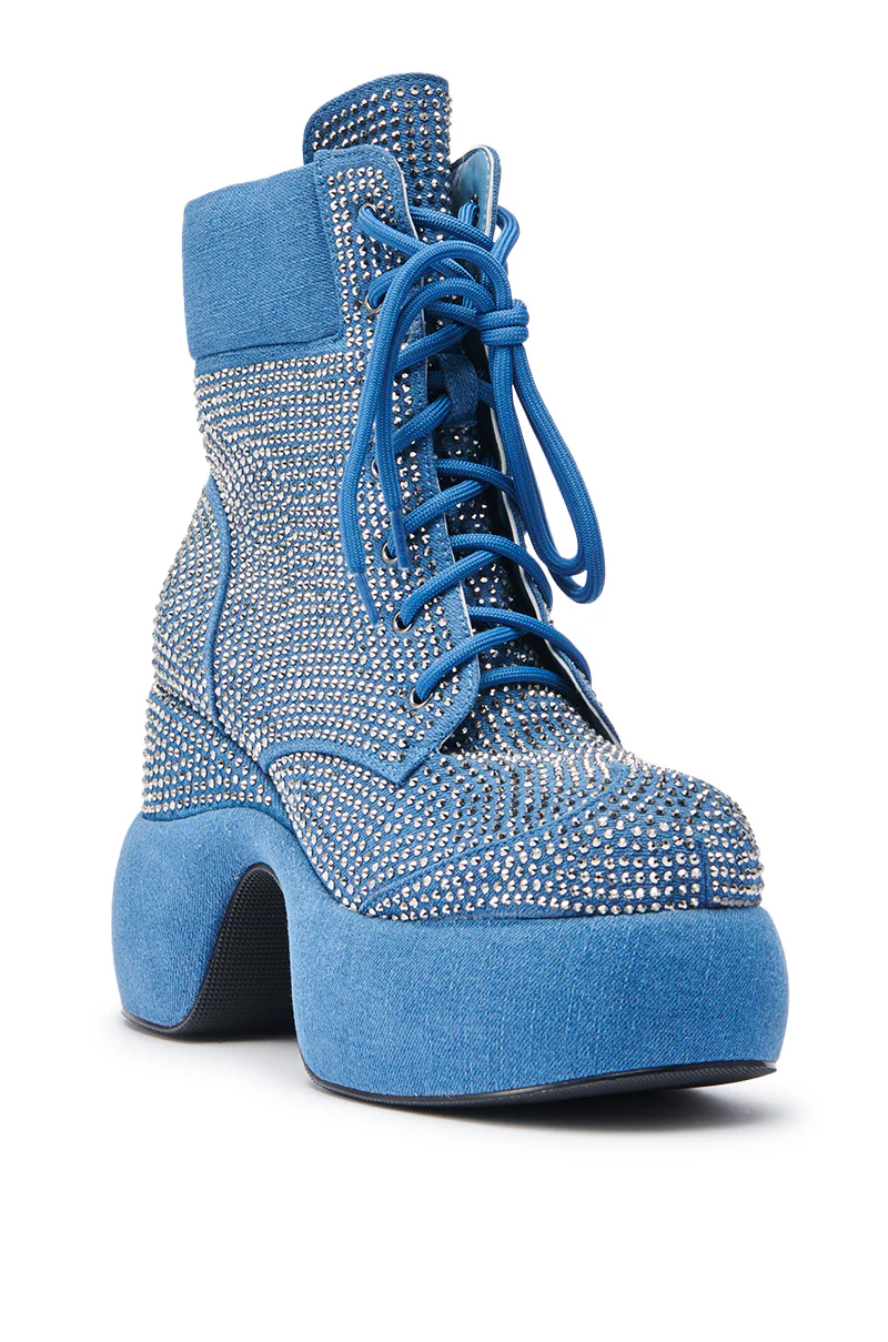 AZALEA WANG JULIEN BLUE DENIM NOVELTY BOOTIE - Image 5