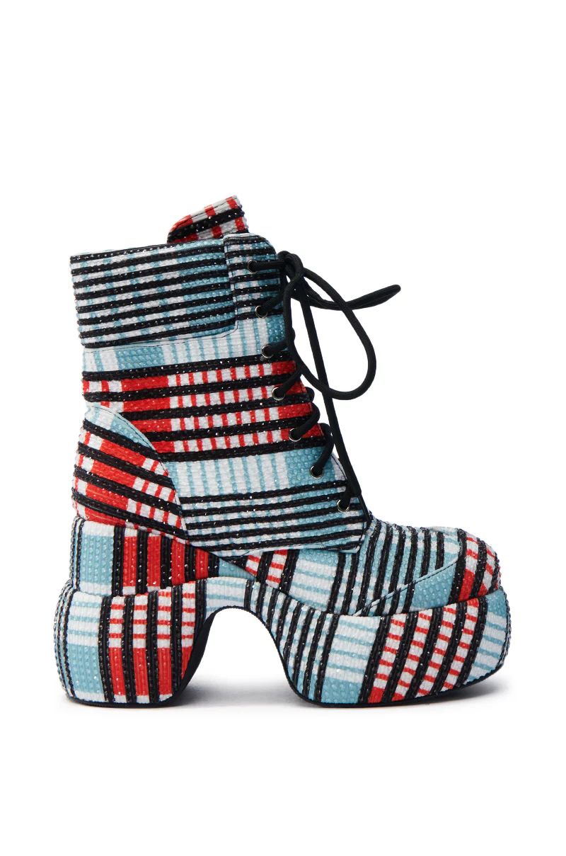 AZALEA WANG JULIEN BLUE MULTI CHUNKY BOOTIE - Image 4