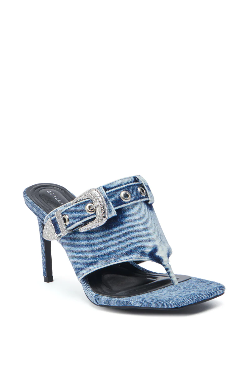 AZALEA WANG JULIJA DENIM THONG STILETTO SANDAL - Image 4