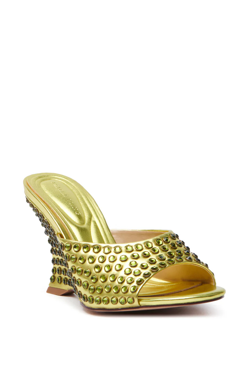 AZALEA WANG JUNIUS GOLD EMBELLISHED WEDGE SANDAL - Image 3