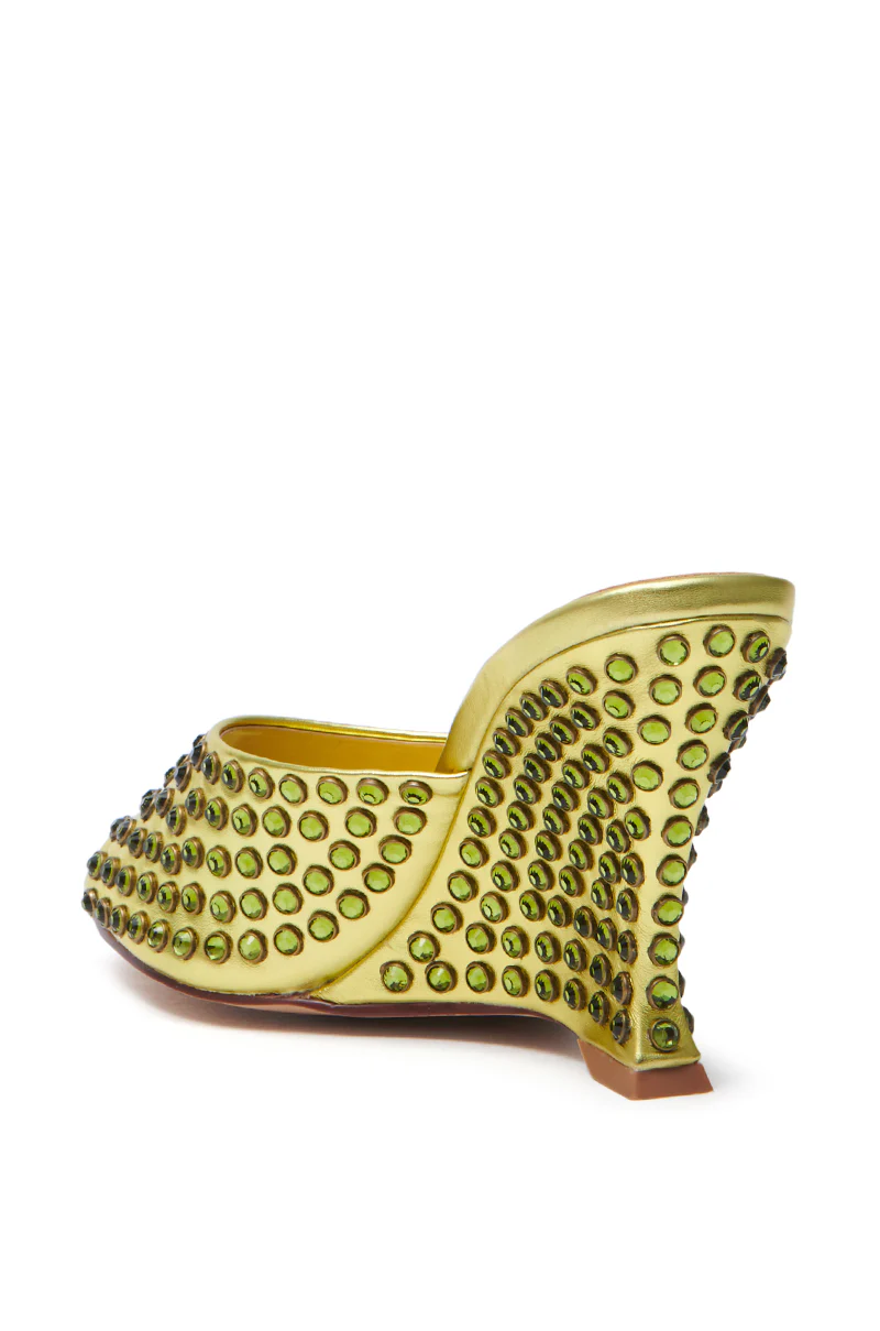 AZALEA WANG JUNIUS GOLD EMBELLISHED WEDGE SANDAL - Image 4
