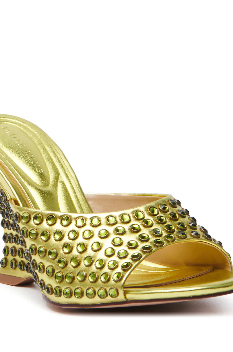 AZALEA WANG JUNIUS GOLD EMBELLISHED WEDGE SANDAL - Image 5