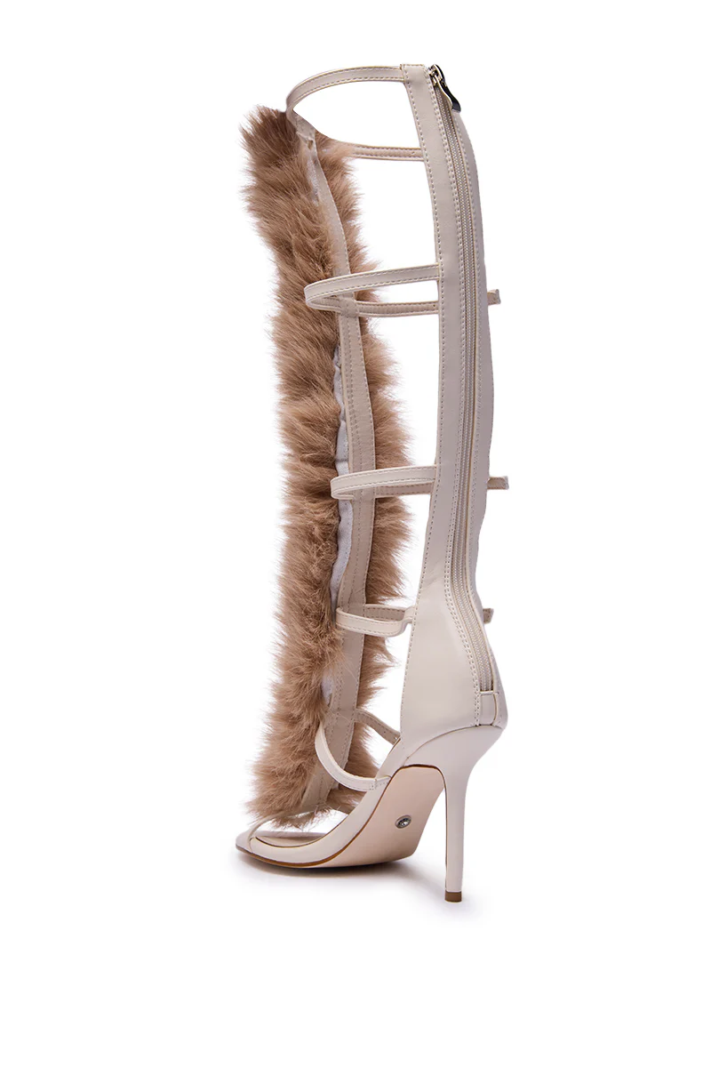 AZALEA WANG JUSTYCE IVORY FUR GLADIATOR SANDAL - Image 6