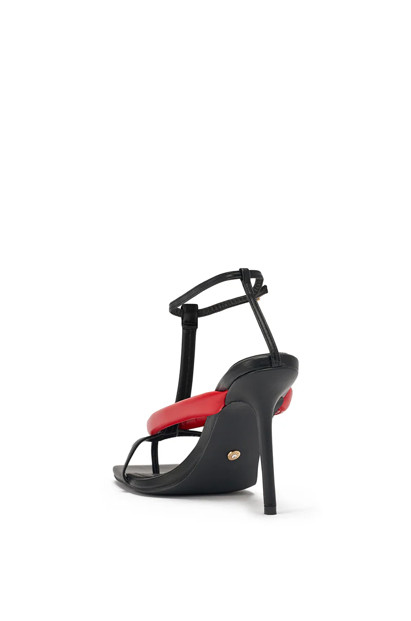 AZALEA WANG KALIA RED MULTI PUFFY STRAP STILLETTO SANDAL - Image 6