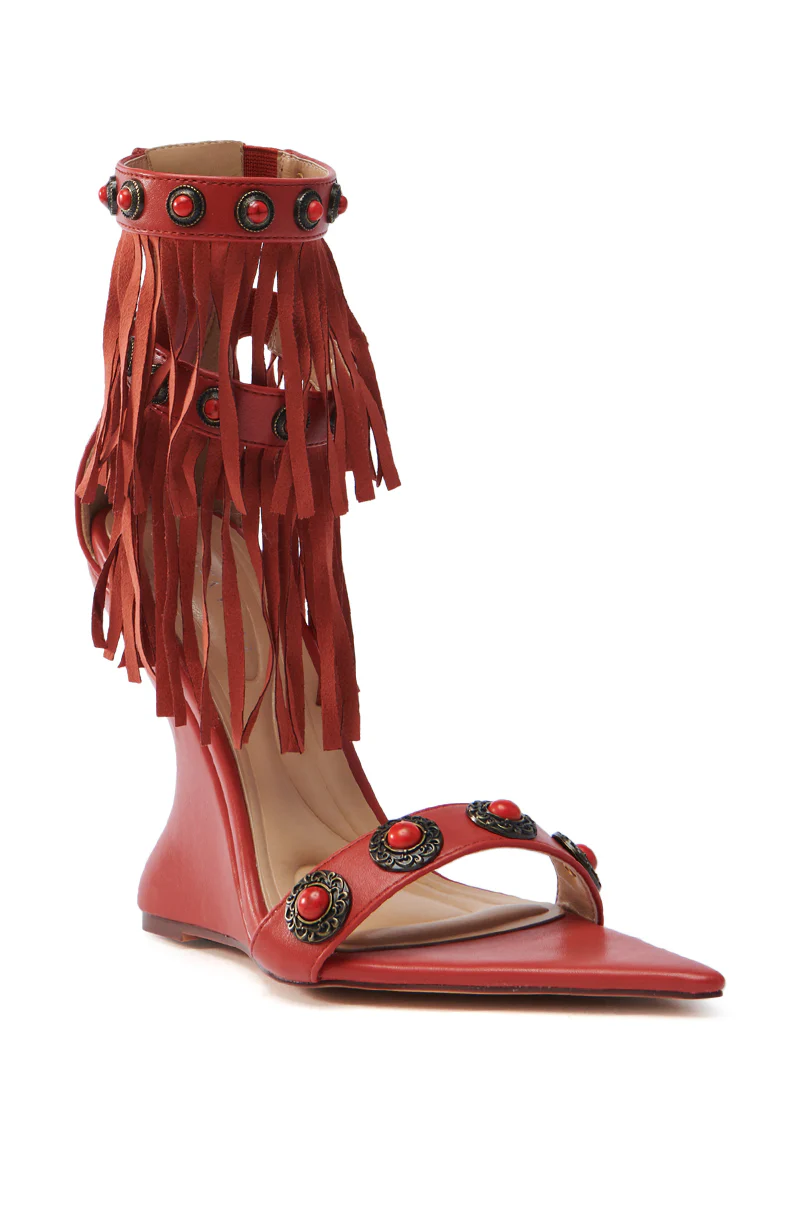 AZALEA WANG KALILA RED FRINGE SANDAL - Image 5