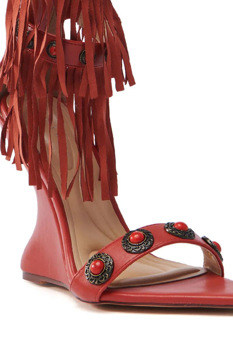 AZALEA WANG KALILA RED FRINGE SANDAL - Image 7