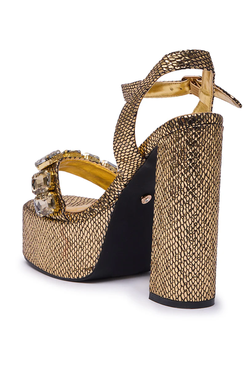 AZALEA WANG KAMILLA GOLD RHINESTONE SANDAL - Image 8