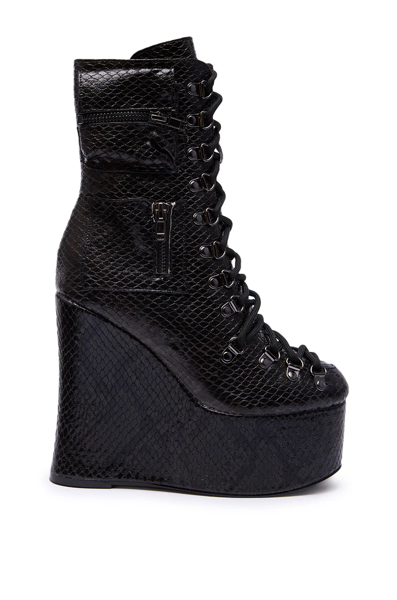 AZALEA WANG KAPULE BLACK SNAKE PLATFORM BOOTIE - Image 4