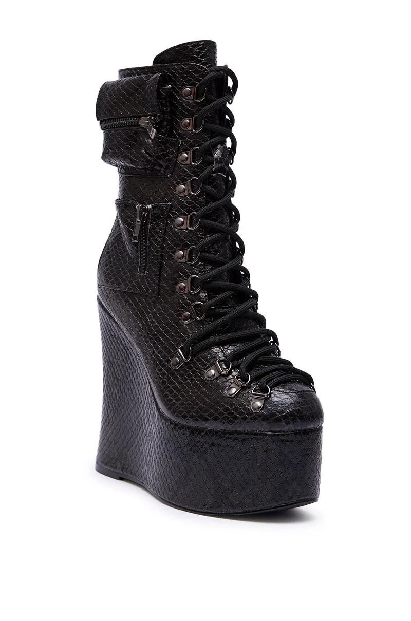 AZALEA WANG KAPULE BLACK SNAKE PLATFORM BOOTIE - Image 5