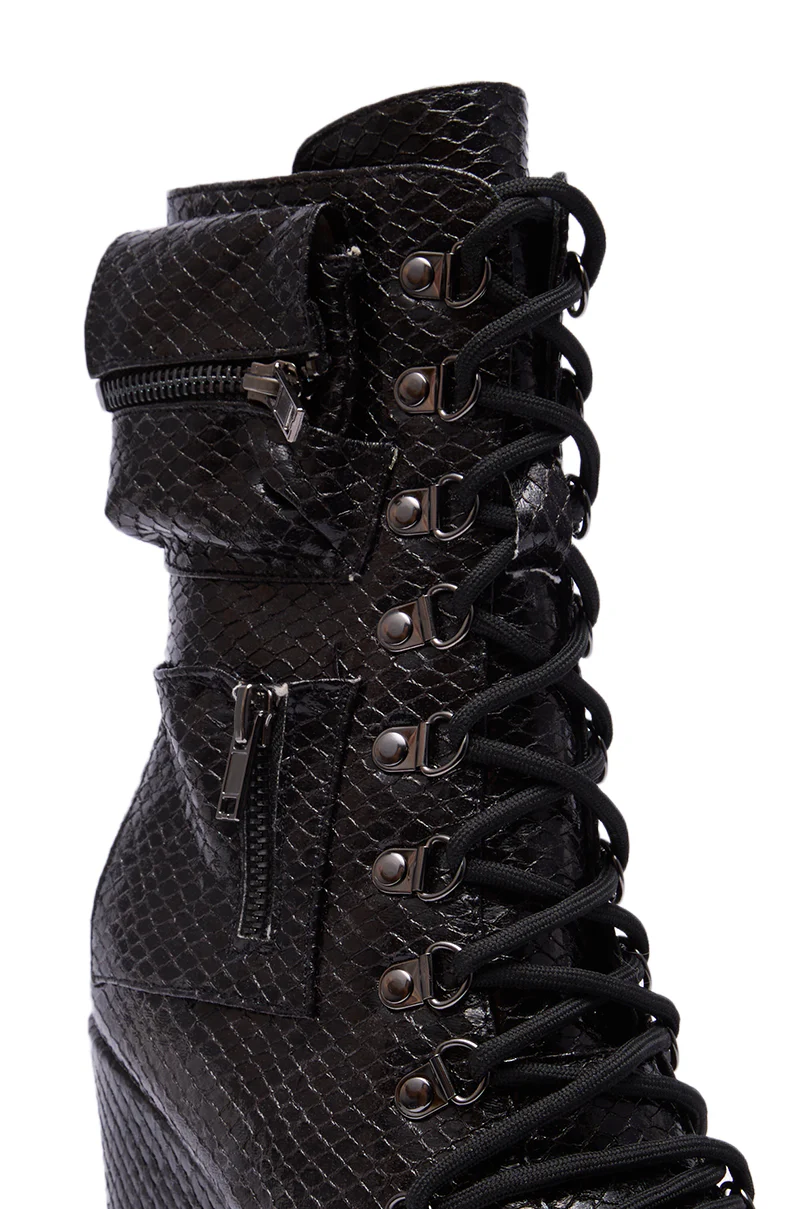 AZALEA WANG KAPULE BLACK SNAKE PLATFORM BOOTIE - Image 7