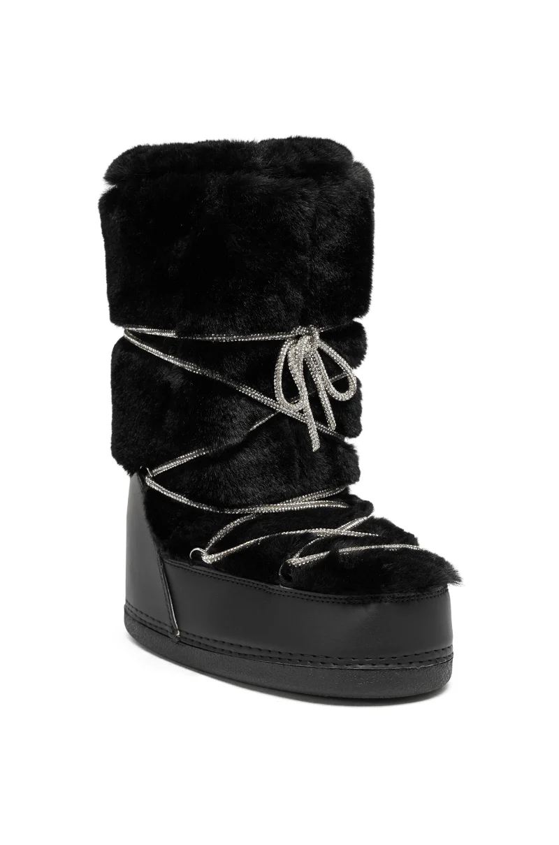 AZALEA WANG KARMELA BLACK FUR MOON BOOT - Image 5