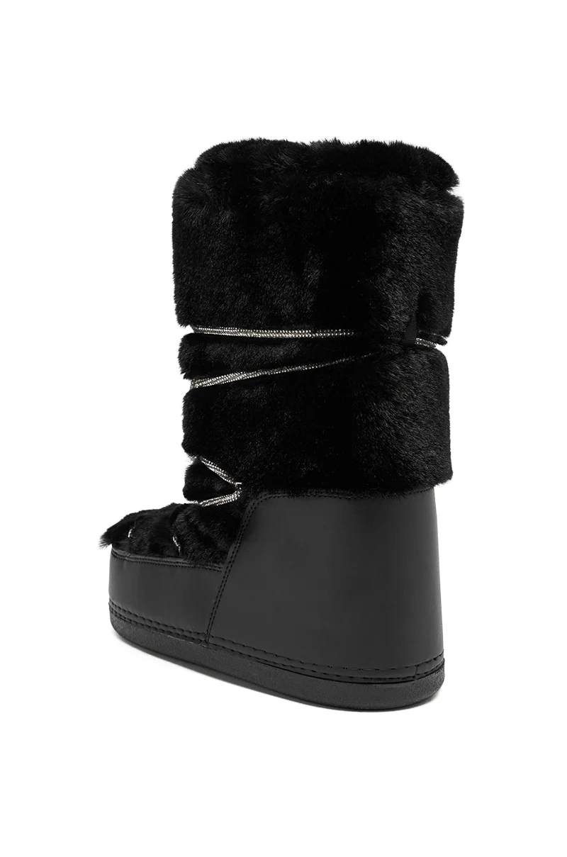 AZALEA WANG KARMELA BLACK FUR MOON BOOT - Image 6