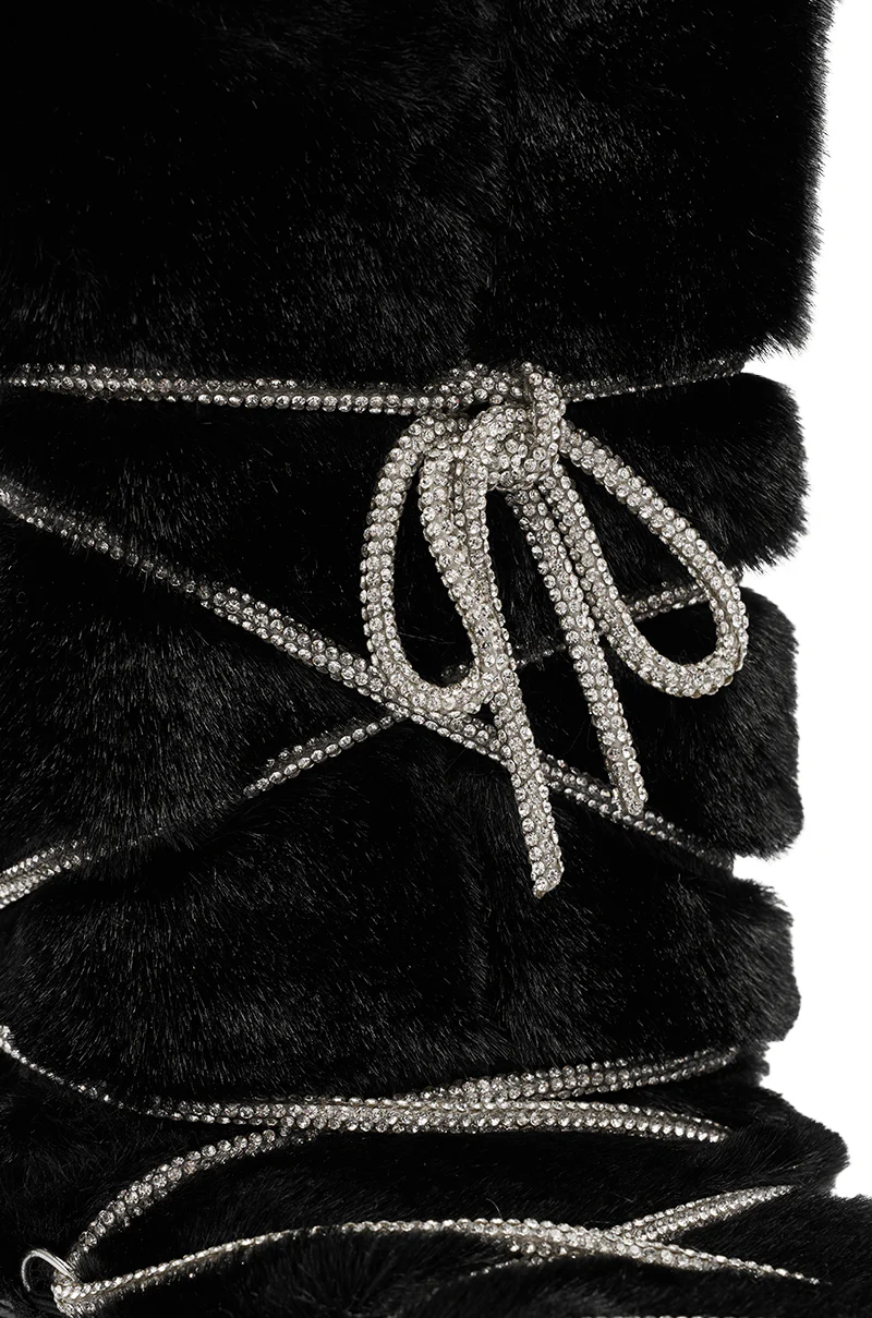 AZALEA WANG KARMELA BLACK FUR MOON BOOT - Image 7