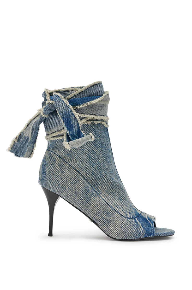 AZALEA WANG KARTER DENIM OPEN TOE BOOTIE - Image 5