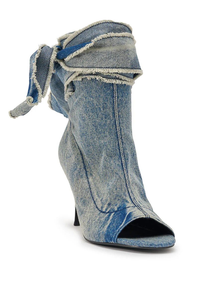 AZALEA WANG KARTER DENIM OPEN TOE BOOTIE - Image 6