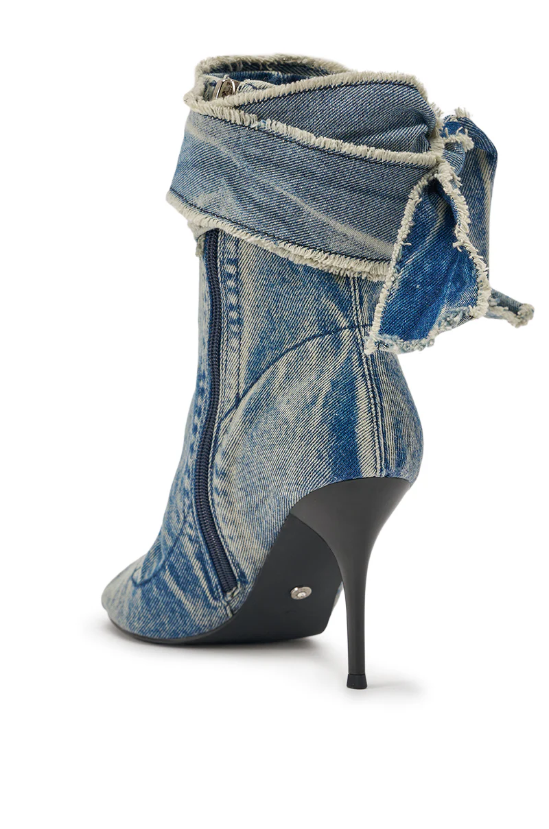 AZALEA WANG KARTER DENIM OPEN TOE BOOTIE - Image 7