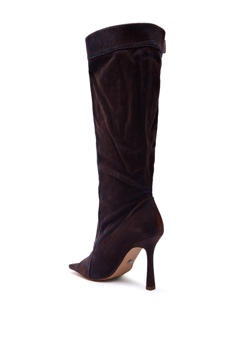 AZALEA WANG KAZUKI BURNT ORANGE SLOUCHY DENIM BOOT - Image 8