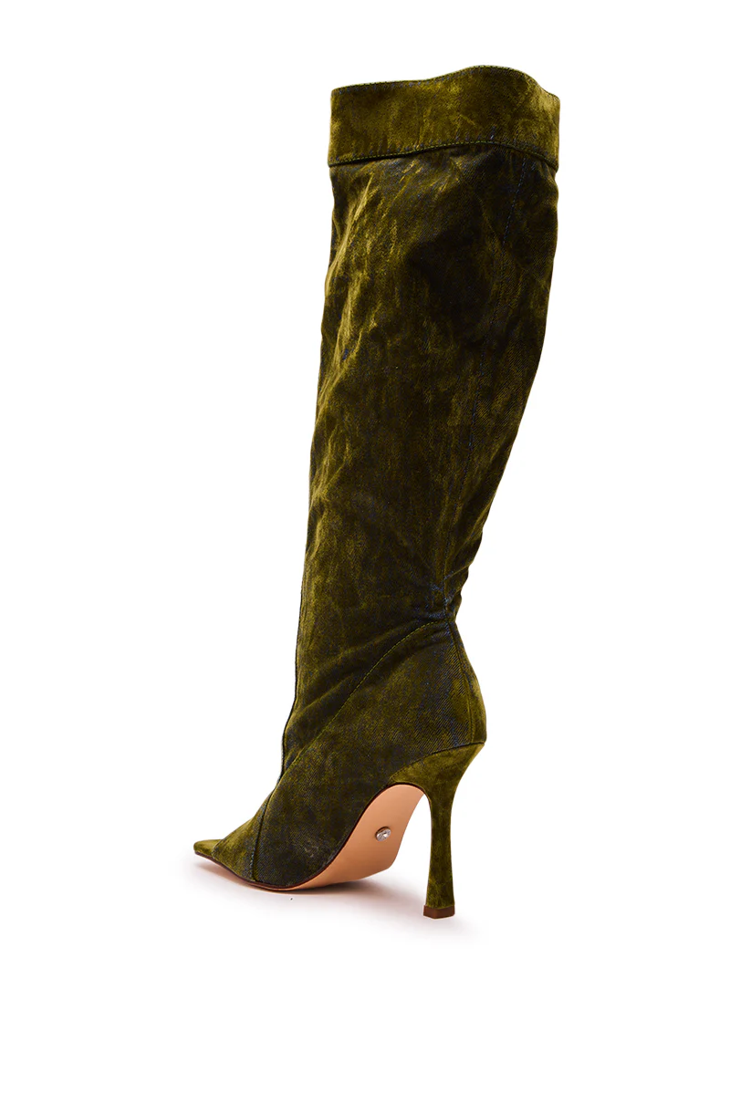 AZALEA WANG KAZUKI OLIVE SLOUCHY DENIM BOOT - Image 6