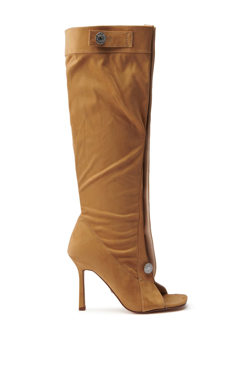 AZALEA WANG KAZUKI TAN SLOUCHY SUEDE OPEN TOE BOOT - Image 3