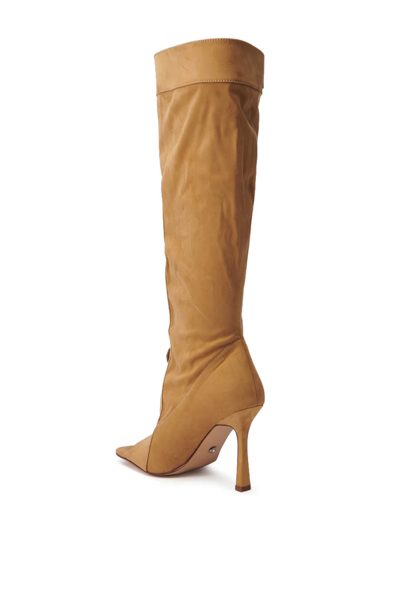 AZALEA WANG KAZUKI TAN SLOUCHY SUEDE OPEN TOE BOOT - Image 5