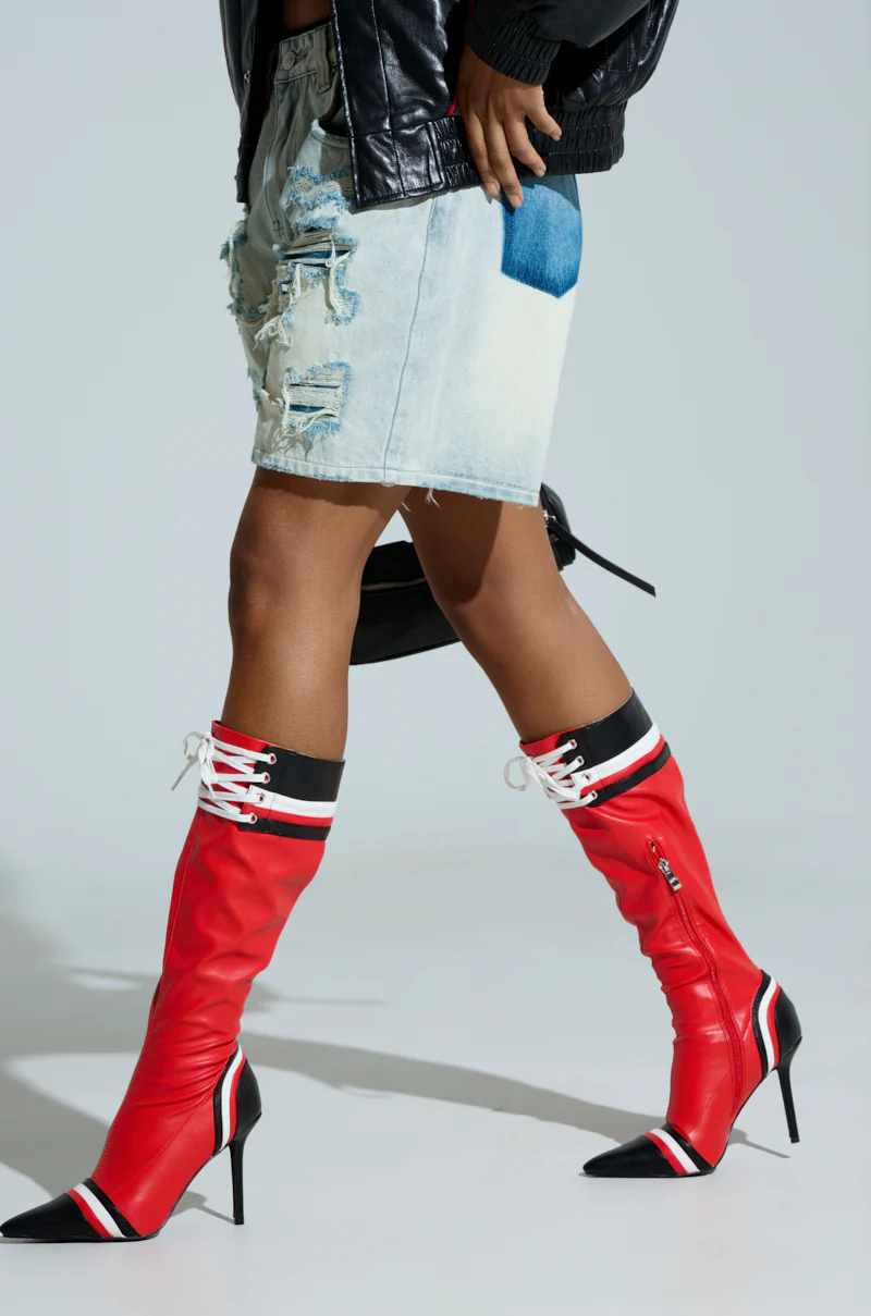 AZALEA WANG KELCIE RED STILETTO BOOT - Image 6