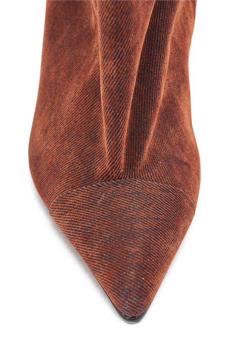 AZALEA WANG KENYA BURNT ORANGE VELVET KNEE HIGH WEDGE BOOT - Image 7