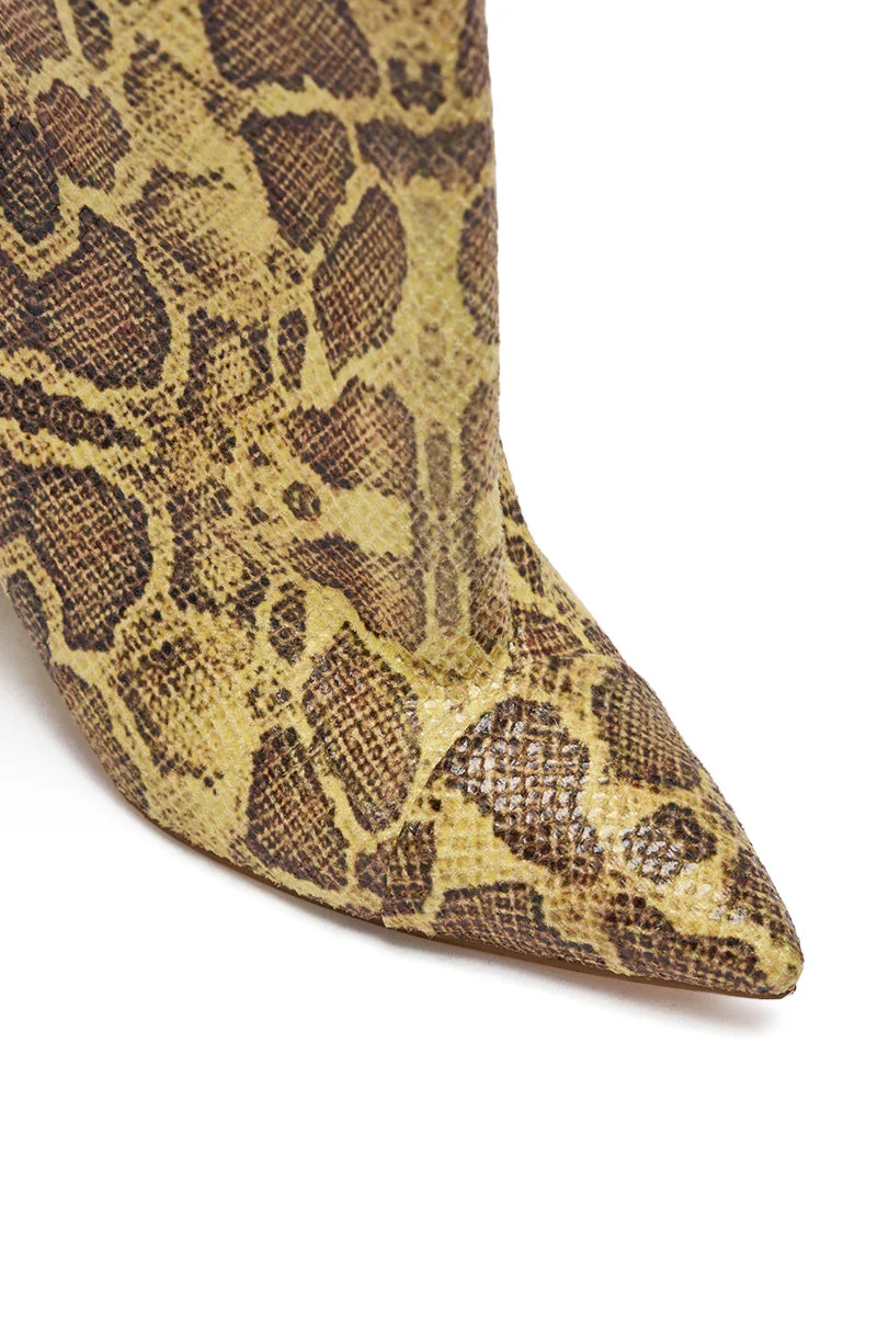 AZALEA WANG KENYA YELLOW SNAKE PRINT KNEE HIGH WEDGE BOOT - Image 6