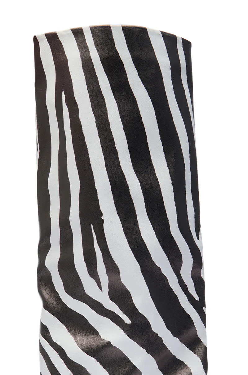 AZALEA WANG KENYA ZEBRA KNEE HIGH WEDGE BOOT - Image 8