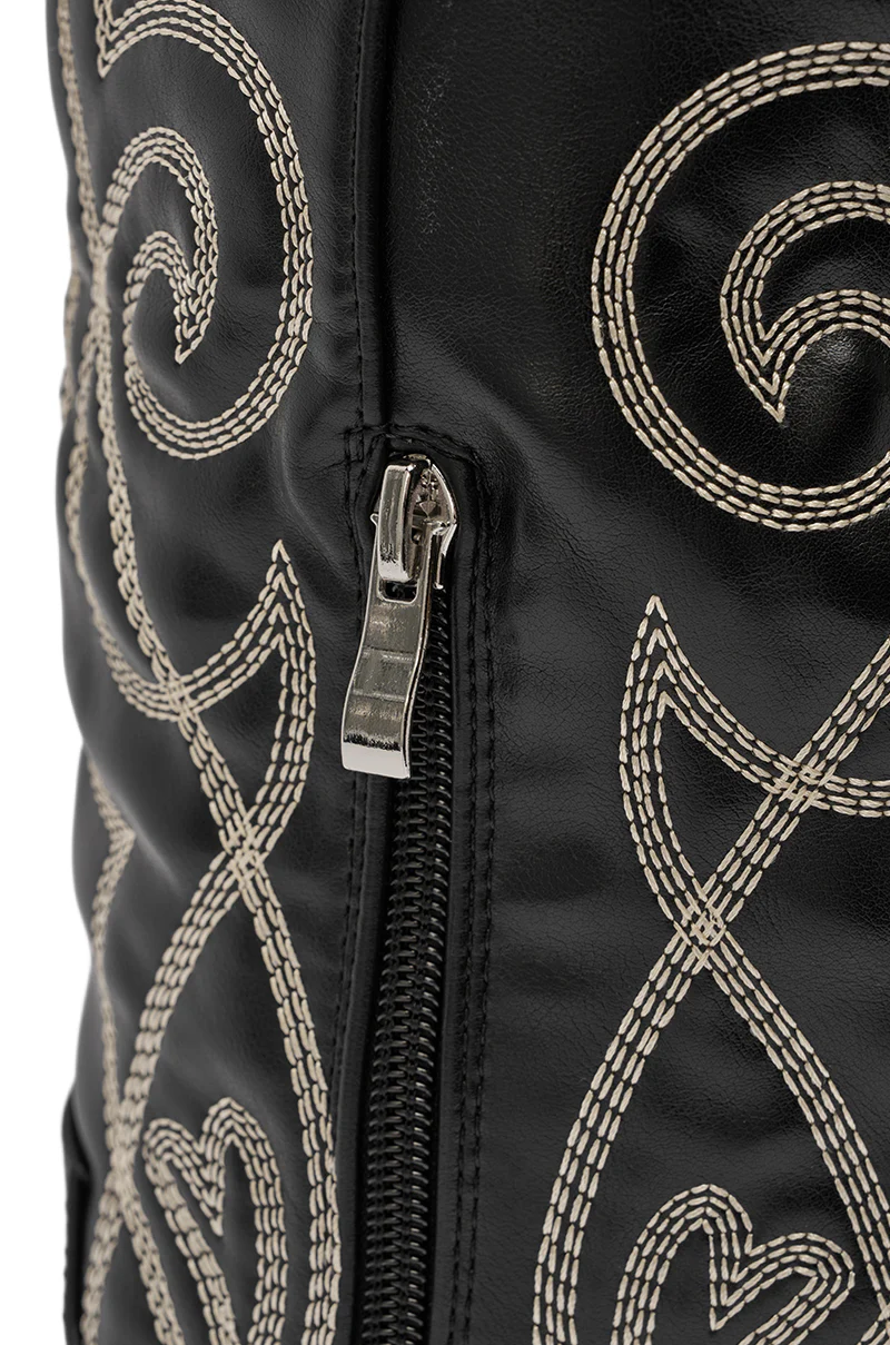 AZALEA WANG KESS BLACK WESTERN THIGH HIGH CHUNKY BOOT - Image 9