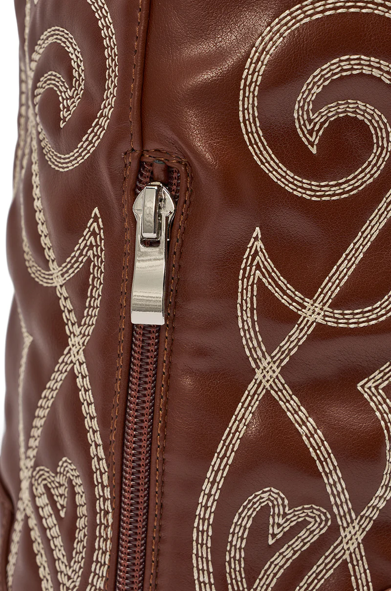 AZALEA WANG KETA BROWN WESTERN THIGH HIGH STILETTO BOOT - Image 7