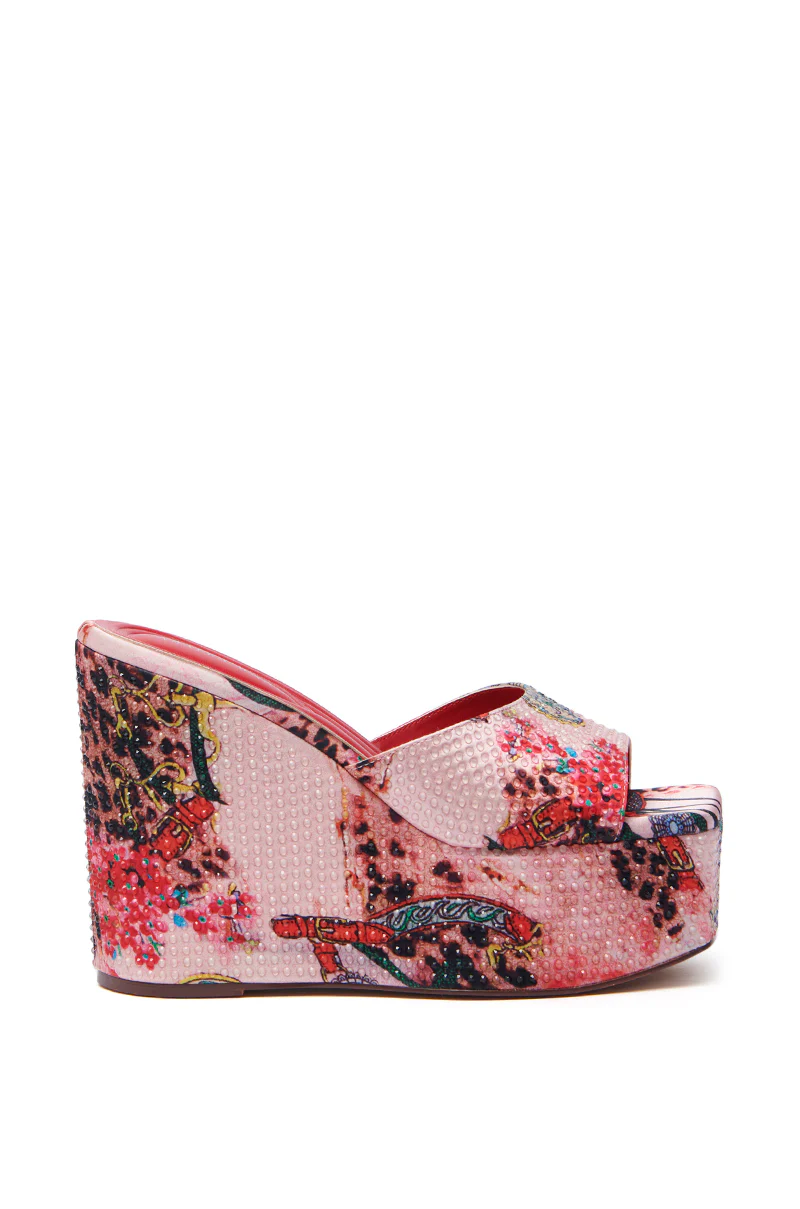 AZALEA WANG KEYARA PINK EMBELLISHED WEDGE SANDAL - Image 2