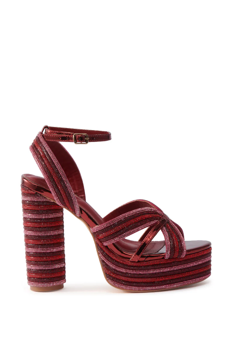 AZALEA WANG KINSLEE BURGUNDY MULTI CHUNKY SANDAL - Image 4