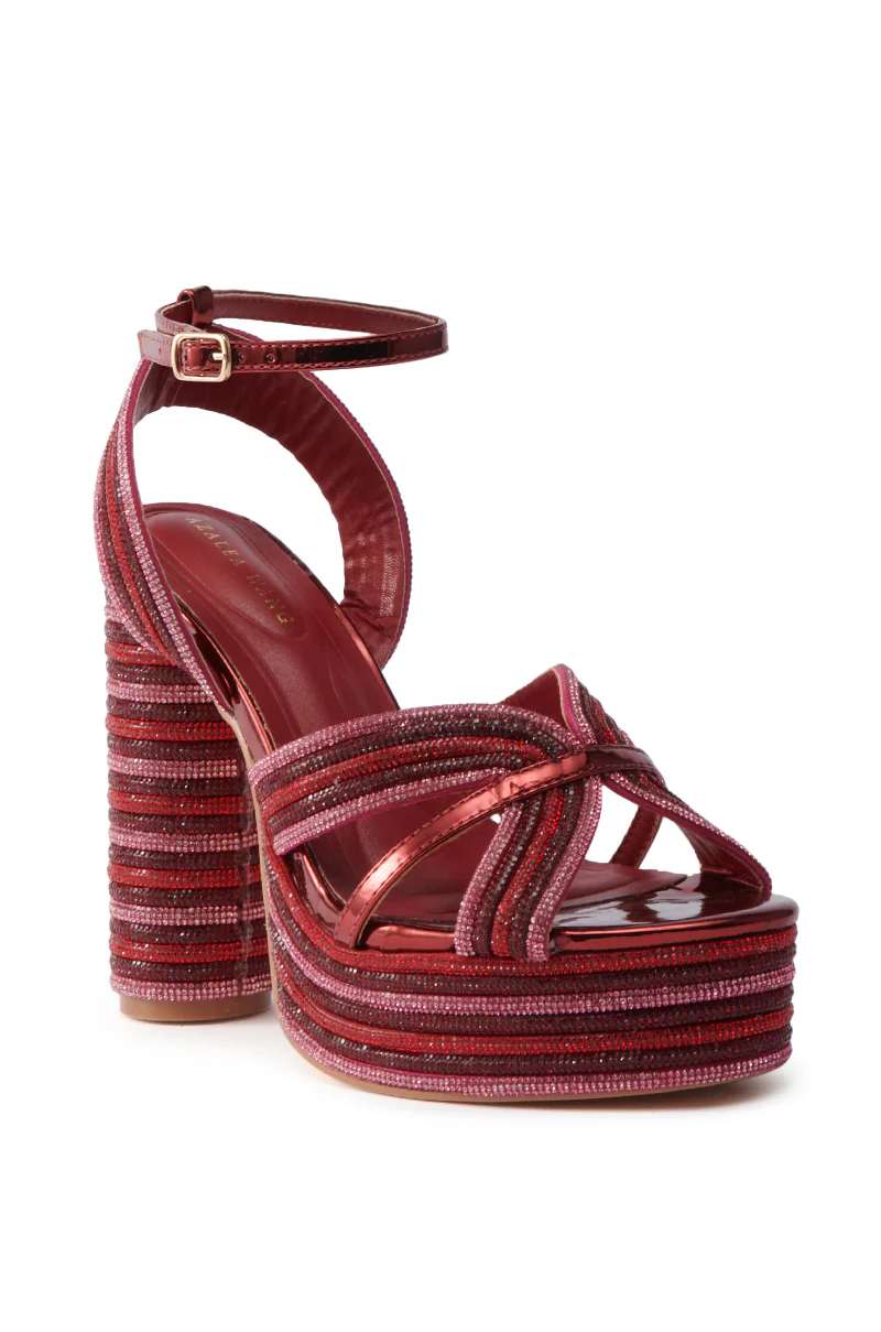 AZALEA WANG KINSLEE BURGUNDY MULTI CHUNKY SANDAL - Image 5