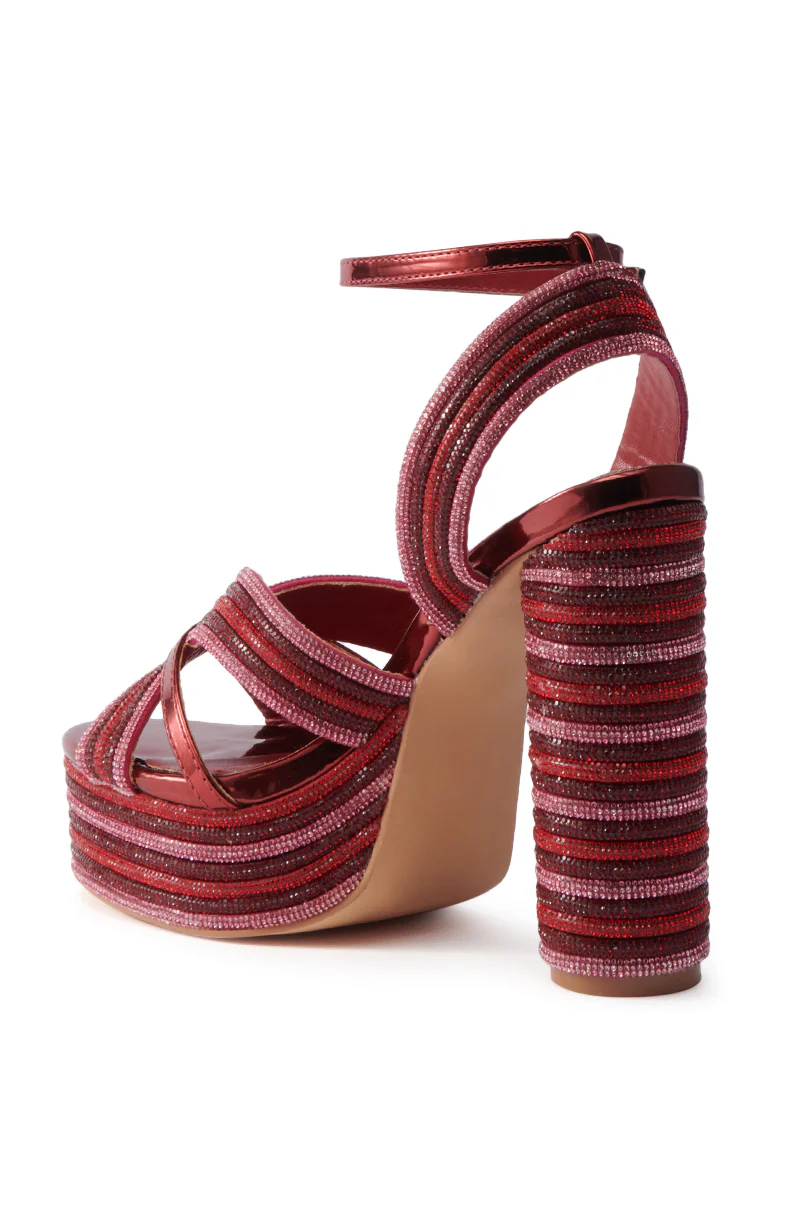AZALEA WANG KINSLEE BURGUNDY MULTI CHUNKY SANDAL - Image 6